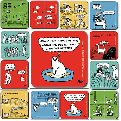 Cat Joke Drinks Coaster - Rupert Fawcett Made In UK Funny Cat Owner Filler Gift • £3.99