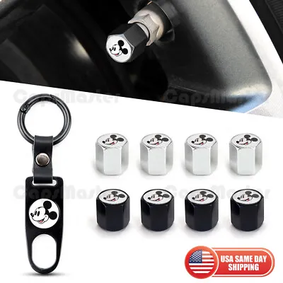Universal Car Wheels Tire Valve Dust Stem Air Cap Keychain Ring With Micky Logo • $9.99