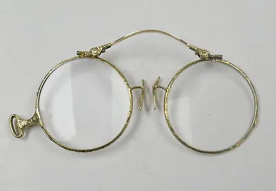 Antique Pince Nez 14k Gold Collapsible Lorgnette Reading Glasses ~ Free Ship • $319.99