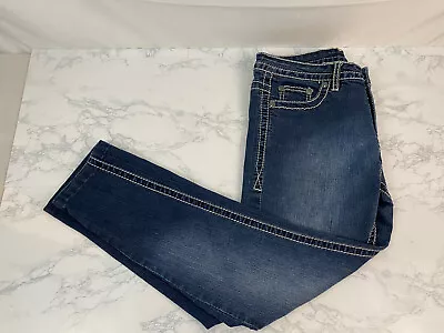 V Cristina Ankle Jeans Womens 6 Dark Blue Jeweled Embellished Heavy Stitch I • $26.66