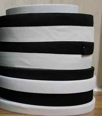 Flat Sewing Elastic Black White 12mm  20mm 25mm 30mm 38mm 50mm • £2.49