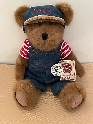 T.J.'s BEST DRESSED COLLECTION 12  BOYDS BEAR W/OVERALLS MACY'S NWT • $24