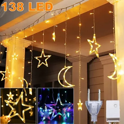 3.5M Twinkling Star Moon LED Curtain Light Ramadan Eid Mubarak Fairy String Lamp • $19.99