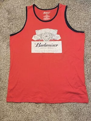 Mens BUDWEISER King Of Beer Red Tank Top T Shirt L 42 44 SPRING BREAK • $8.90