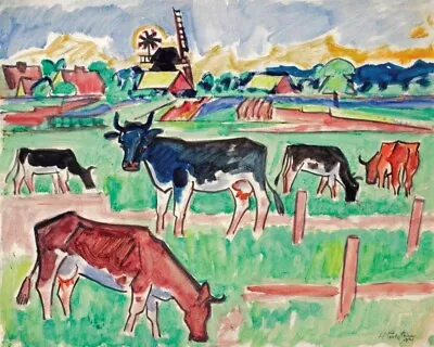 Cows In A Meadow : Max Pechstein : 1922 : Archival Quality Art Print • $69