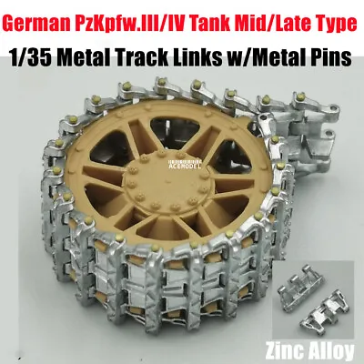 1/35 German Panzer III/IV Mid Ver. Ausf.B Tank Metal Track Links W/Metal Pins • $39.95