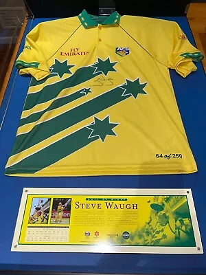 $399 • Buy Official Steve Waugh Signed 1999 One Day World Cup Shirt In Display Case