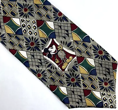 VTG Mickey Mouse & Company Mens Tie Mickey Mouse Hidden Tan Green Red Yellow • $15.97