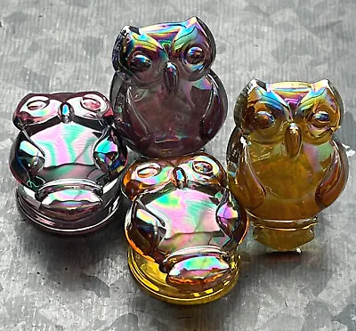 PAIR Aurora Borealis Owl Design Pyrex Glass Plugs Gauge Body Jewelry • $15.95