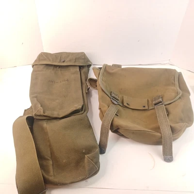 $35.96 • Buy 2 Vintage Fold Over Canvas Backpack Army Green