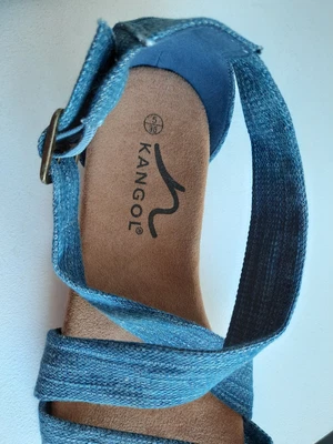 £9.99 • Buy Brand New-kangol-size Uk 5-denim-blue-open Toe-low Wedge-sandals