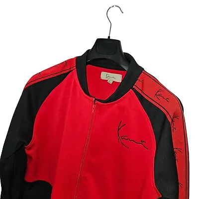 Men's KARL KANI Premium Vibrant Red Zip Front TRACKSUIT Top/ Jacket Size L • £23.36