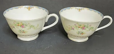 Vintage Cherry China Occupied Japan Tea Cups Blue Floral Design Set Of 2 • $13.12