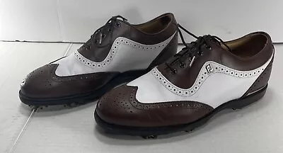 Footjoy Icon Black Premium Sz 9M Brown/White Wingtip Golf Shoes • $69.99