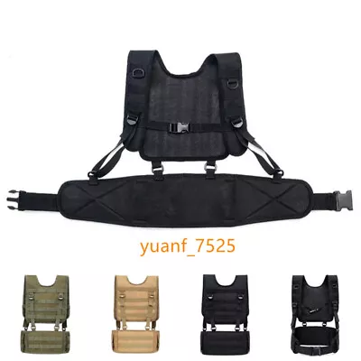 Tactical Shoulder Waist Belt Suspenders Hunting Molle Vest Chest Rig H-Harness • $42.38