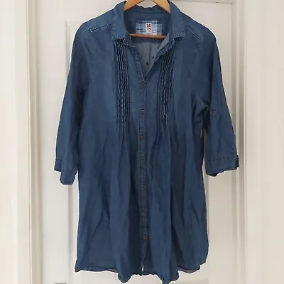 Denim/Chambray Shirt/Dress 100% Cotton  Roll-Tab Sleeves  Size 16  Worn Once • £9.99
