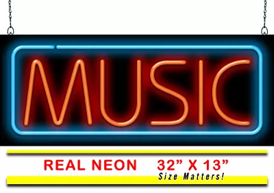 Music Neon Sign | Jantec |32  X 13  | Live Music Entertainment Venue Bar • $389
