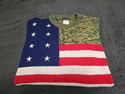 Gianni Versace Color Block USA Flag Cashmere Blend Pullover Sweater SZ 54 • $500