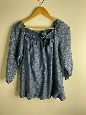 N & Willow Blue Blouse With Lovely Flower Design - Size M • £10