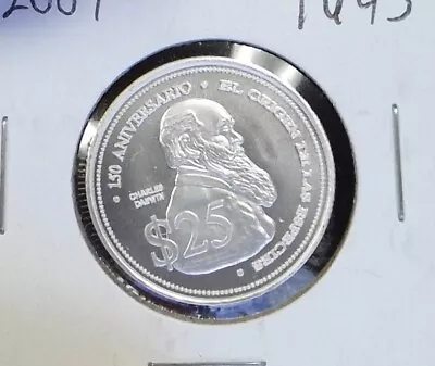 Rare 2009 Galapagos Islands Silver $25 Ecuador 150th Darwin Coin #1643 • $39.99