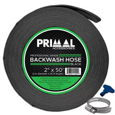 Primal Accessories Backwash Hose 2 In X 50 Ft Commercial Grade Black 43.5 Psi • $23.90