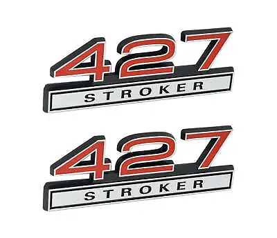 427 Stroker 7.0 Liter Engine Emblems Badges In Chrome & Red - 4  Long Pair • $22.67