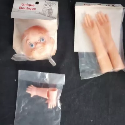 New Old Stock Vintage Plastic Vinyl Doll Parts For Crafting. Baby Head & Arms • $12.40