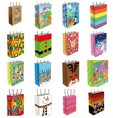 £2.25 • Buy Bright Printed Paper Party Gift Bags With Handles Kids Birthday Loot Bag UK