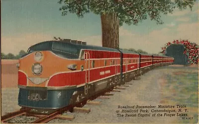 Roseland Pacemaker Miniature Train Canandaigua NY VTG Linen Post Card • $3