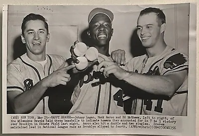 1956 Photo-Milwaukee Braves Hank Aaron Eddie Mathews Johnny Logan • $39.99