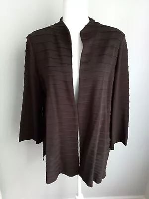 Misook Sweater Brown Textured Cardigan Size Large • $28