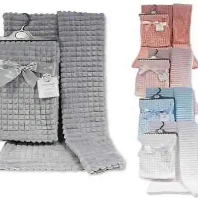 Baby Textured Blanket Super Soft Luxury Wrap Pram Crib Moses Newborn By Snuggle • £7