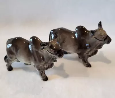 Vintage BRAHMA BULLS SALT AND PEPPER Shaker VICTORIA Ceramics JAPAN Rare • $54.95