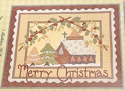 Vtg Postcard Quilt Pattern MISTLETOE HOLLOW Church Tree MERRY CHRISTMAS 22”x28” • $3.99