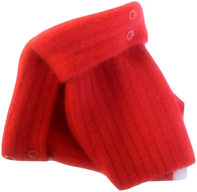 $33.49 • Buy Fingerless Gloves Red 100% Cashmere Medium- Large M -l Mittens Arm Warmers Cuffs
