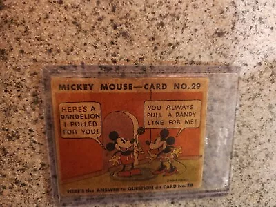 Vintage Mickey Mouse Bubble Gum Card # 29 Card Number 29 • $125