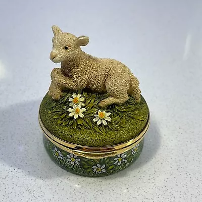$99 • Buy Crummles English Enamels Trinket Pill Box Lamb Daisy