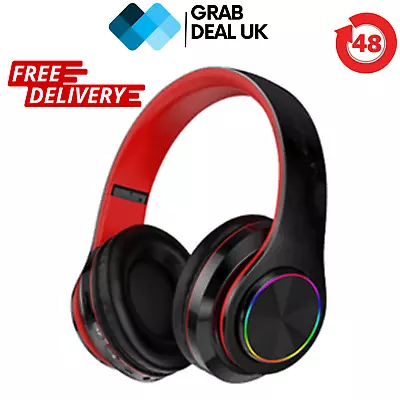 Wireless Bluetooth 5.1 Headphones Noise Cancelling Over-Ear Stereo Earphones • £9.99