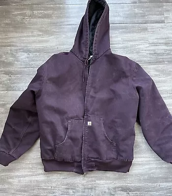 Vintage Carhartt Womens Jacket Duck Canvas Plum Purple Coat Hooded Sz XL • $59.98