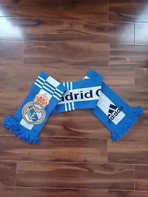 Adidas Real Madrid Soccer Futbol Scarf Blue White Champions League Knit Fringe • $15