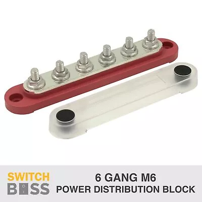 6 GANG M6 RED Power Distribution Block Bus Bar Terminal Post Stud 12v 24v 6mm • $26.50