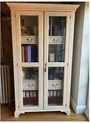 Laura Ashley Tall Ivory Display Cabinet With Glass Doors & 4 Drawers • £135