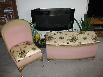 £165 • Buy Vintage Lloyd Loom Styled Gilt Painted Blanket Box/Ottoman & Bedroom Chair - Exc