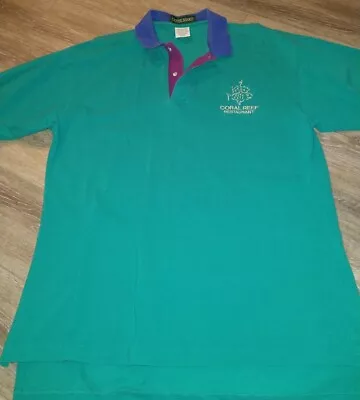 Disney EPCOT CORAL REEF Restaurant CAST MEMBER Prop Men Vintage Large Polo 1980s • $74.95