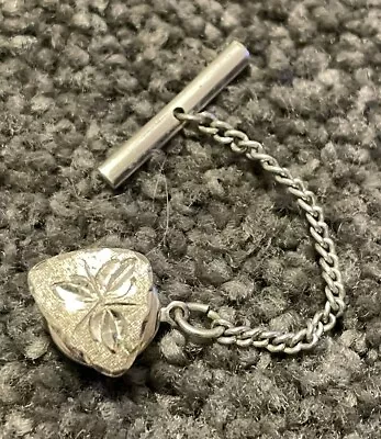 LaMode 925 Sterling Silver Triangle Floral Flower Elegant Classic Tie Tack Pin • $19.99