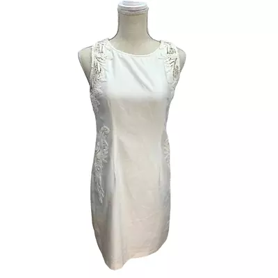 C Luce White Cocktail Dress Embroidered Lace Cutout Lined Sz Small Sleeveless • $14.99