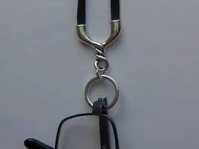 28 -36  Unisex Black Leather Suede La Necklace Eyeglass Holder With Loop Ring • $9.99