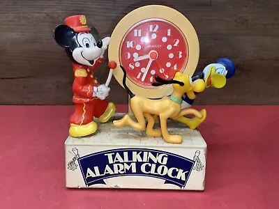 Vintage Walt Disney Mickey Mouse And Friends Bradley Talking Alarm Clock Works • $79.95