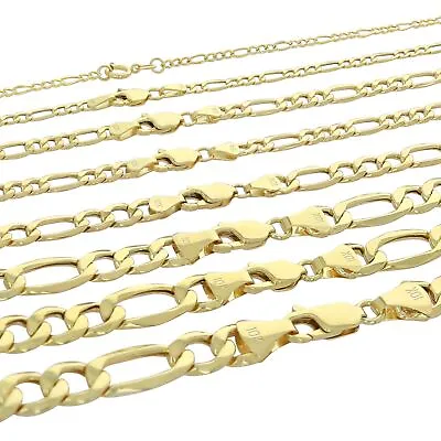 10K Real Yellow Gold 2mm-9mm Figaro Chain Link Pendant Necklace Bracelet 7 - 30  • $82.98