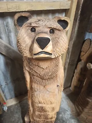 Chainsaw Carving Bear Great Gift Idea Elm Wood Home Garden  Sculpture Art Craft  • £300